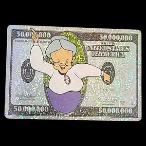 Vintage 1998 Looney Tunes Prism Holographic Money Sticker $50M Granny